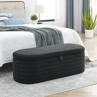 KOSSMAI Oval Upholstered Storage Bench Ottoman 45.5" - On Sale - Bed ...