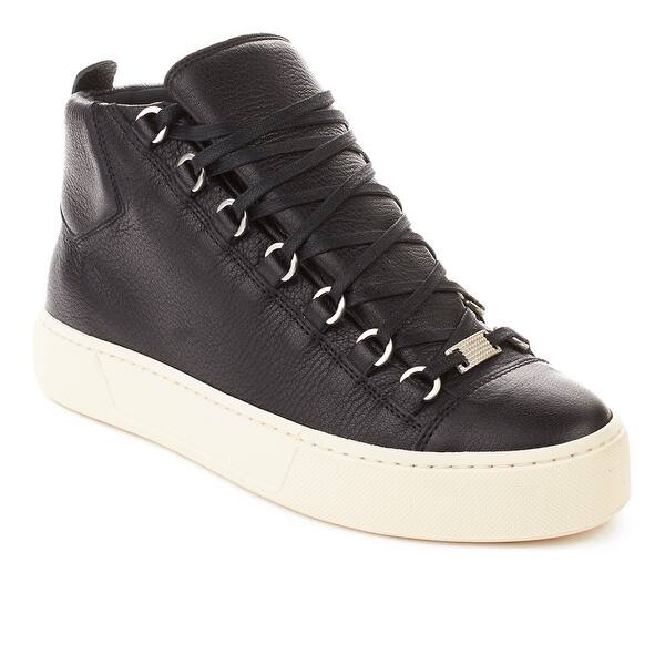 Shop Balenciaga Men S Arena Leather High Top Sneaker Shoes Black Overstock 20670614
