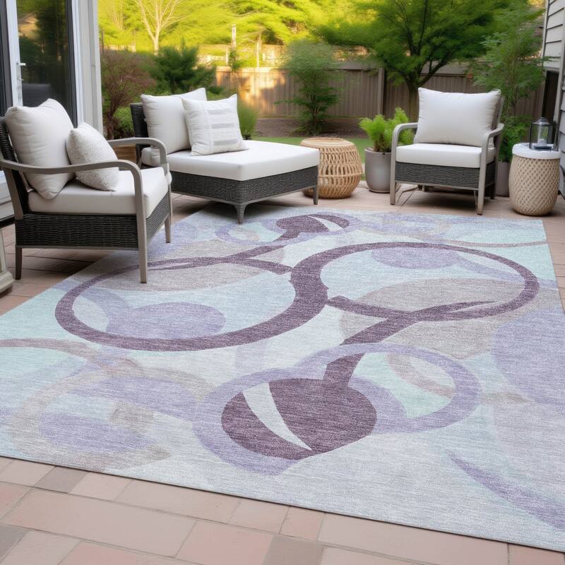 Machine Washable Indoor/Outdoor Contemporary Deco Chantille Rug