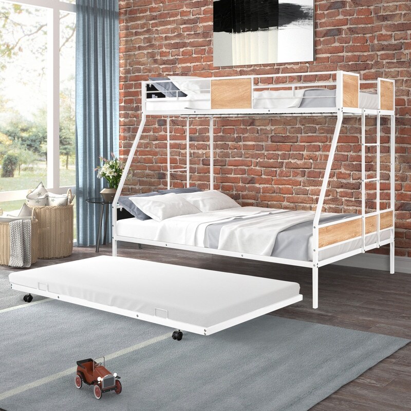 Metal twin over full bunk bed with trundle online