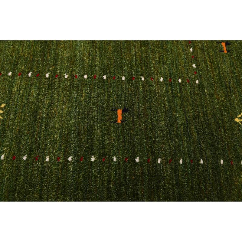 ECARPETGALLERY Hand Loomed Kashkuli Gabbeh Green Wool Rug - 5'0 x 7'10