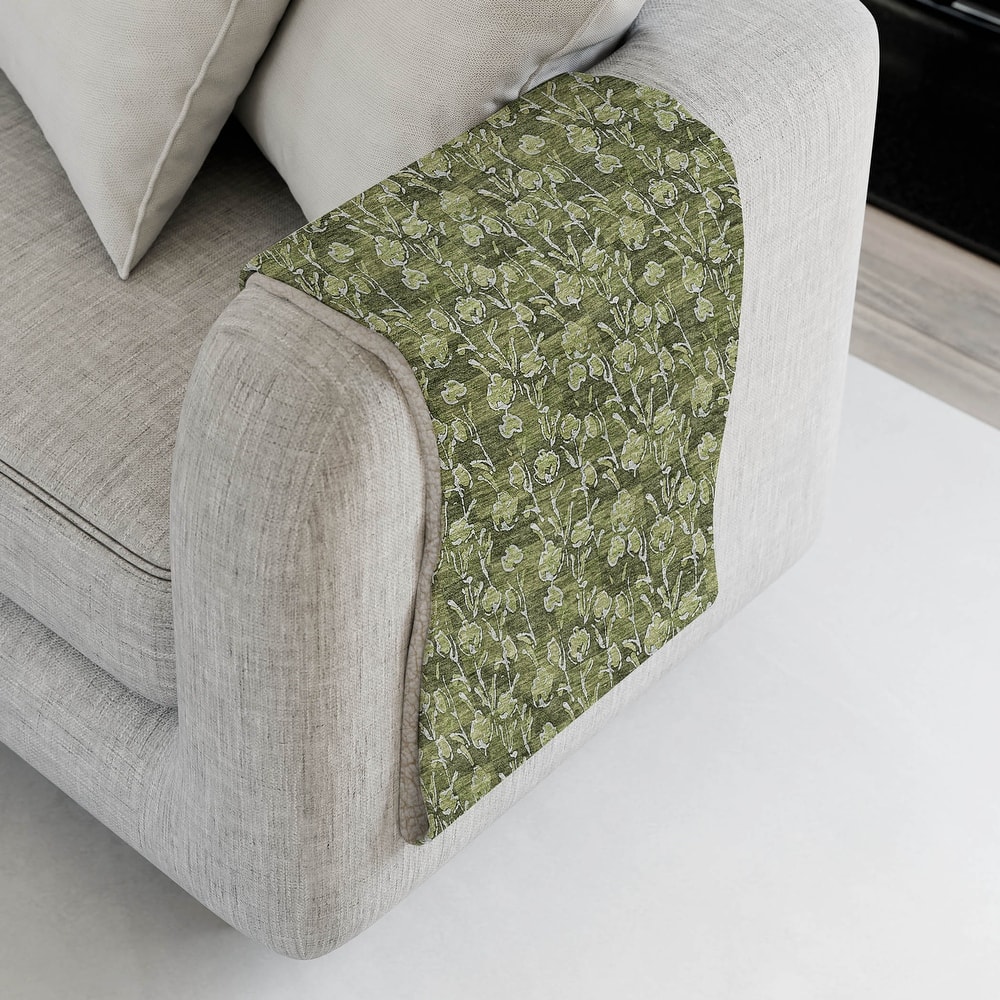 Premium Machine Washable Modern Floral Sherpa Throw Blanket