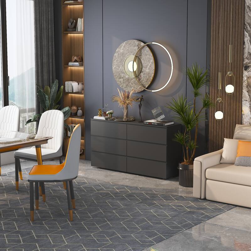 Black 6-Drawer Dresser for Bedroom, Modern Wide Chest of Drawers with Anti-Tip Safety, Large Storage Organizer Cabinet