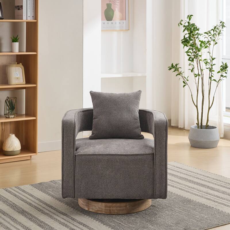 Swivel Accent Open Back Chair Modern Comfy Sofa Chair With Weathered Base For Nursery Bedroom Living Room Hotel Office