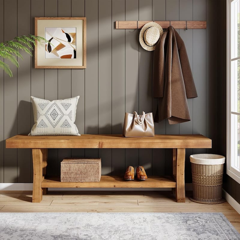 Solid Wood Entryway/ End of Bed/Dining/Hallway Bench. Long Indoor Dining Seat