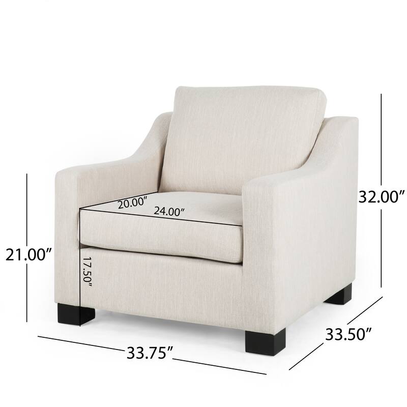 Roomfitters Modern Accent Chair, Upholstered Armchair with Sloping Arms for Living Room Seating, Cozy Club Chair