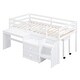preview thumbnail 3 of 12, White Twin Size Wooden Loft Bed with Movable Desk, 2 Drawers & Guardrail