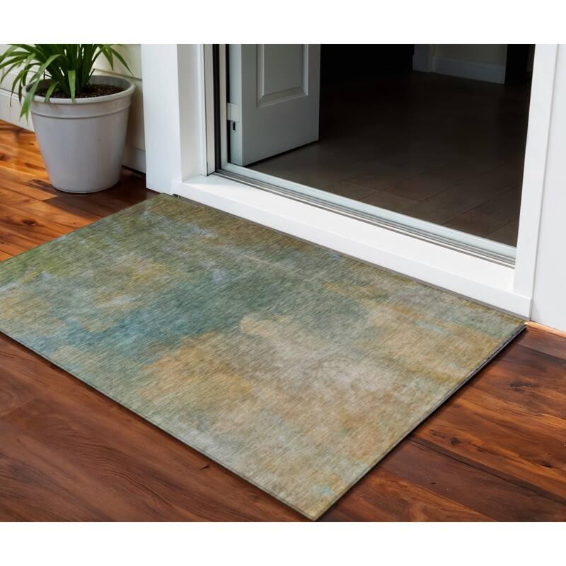 HomeRoots Abstract Transitional Rectangle Outdoor Rug - 3' x 5'