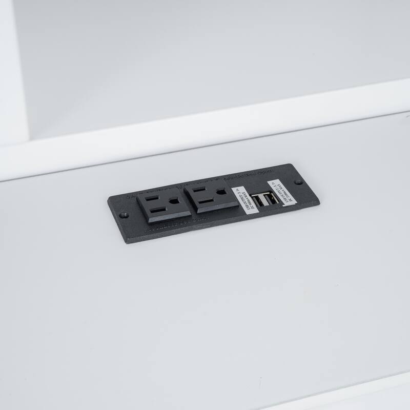 King Size Wood Platform Bed with Multi-storage Headboard, USB and Drawers