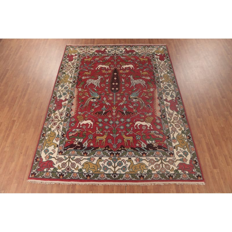 Animals Design Ziegler Area Rug Handmade Oriental Wool Carpet - 9'0"x 11'10"