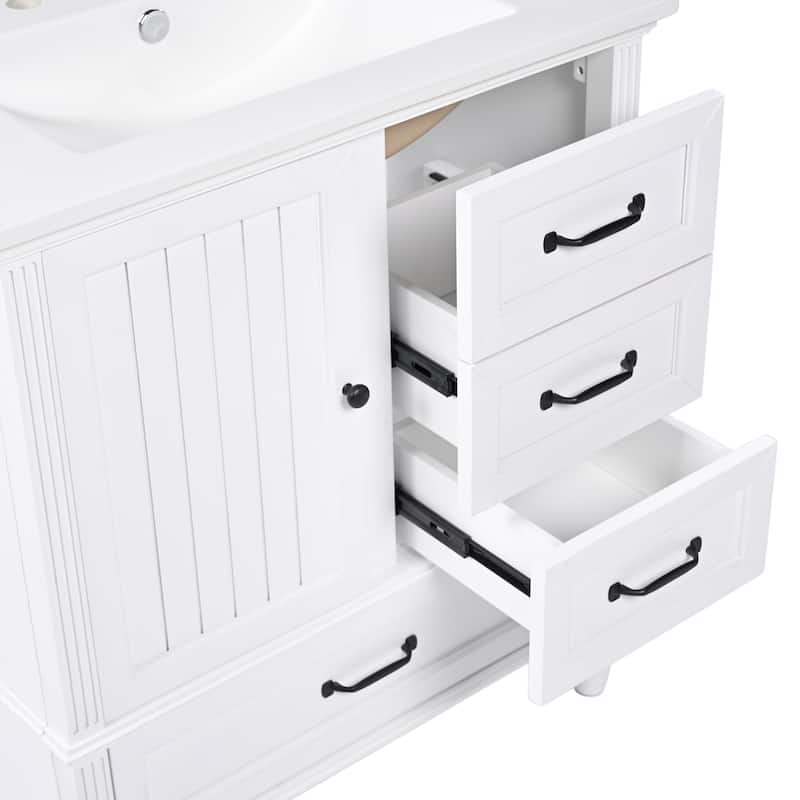 Christopher Knight Home Solvane 30" Bathroom Vanity with Ceramic Sink - 30.00" Lx 18.5" W x 34.4" H