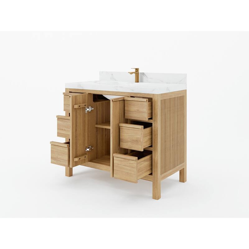 Willow Collections 42 in. W x 22 in. D Elizabeth Solid Teak Single Sink Bathroom Vanity with Countertop