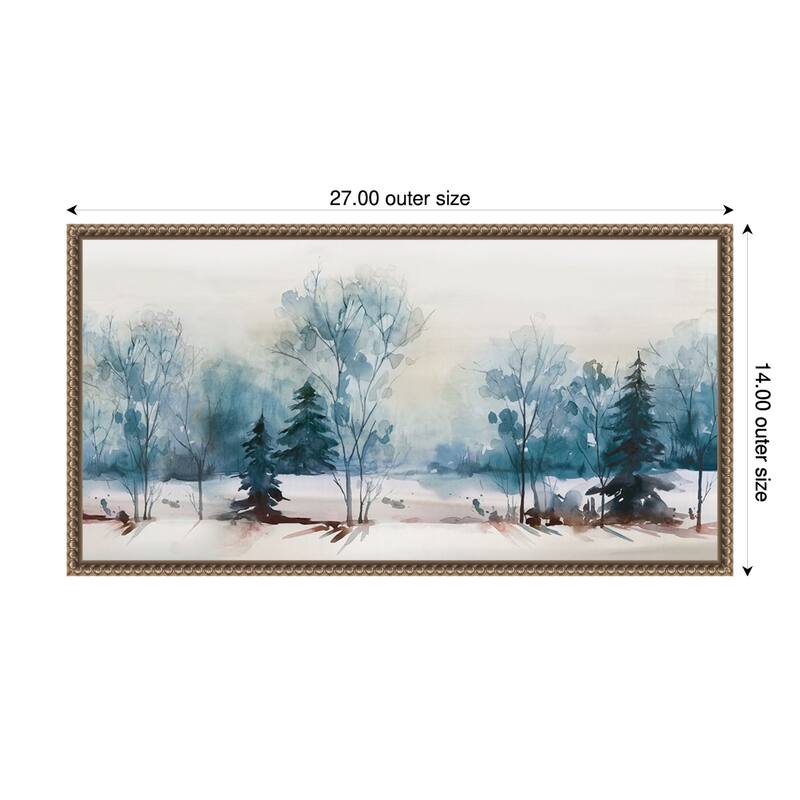 Dusty Blue I by Isabelle Z (27 x 14 in.), Framed Canvas Wall Art Print - Sylvie Beaded Dark Gold