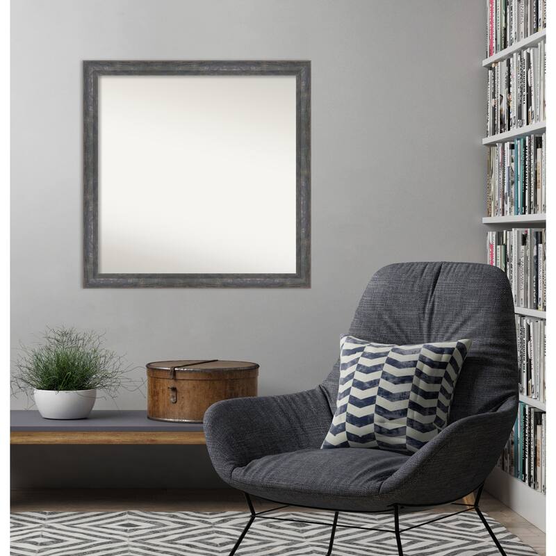Angled Non-Beveled Wood Framed Wall Mirror