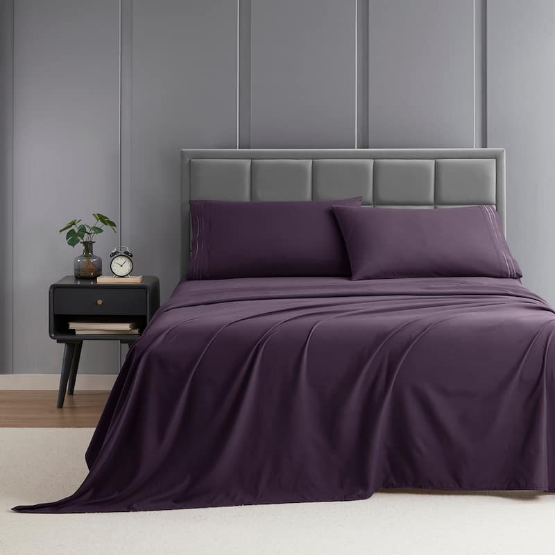 Clara Clark Premium 1800 Series Ultra-soft Deep Pocket Bed Sheet Set - Twin - Eggplant Purple