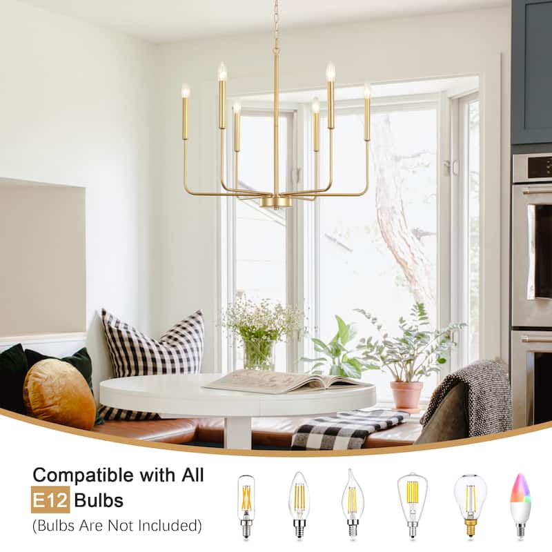 Modern 6-Light Candle Chandelier Classic Ceiling Light for Dining Room Kitchen Island - N/A