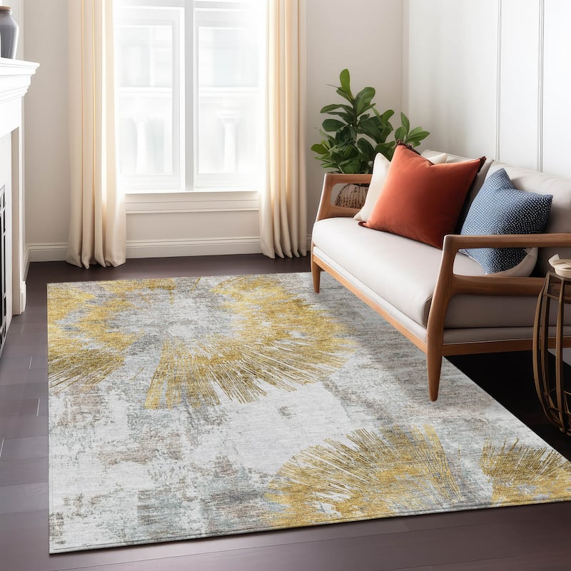 Machine Washable Indoor/ Outdoor Chantille Contemporary Starburst Rug
