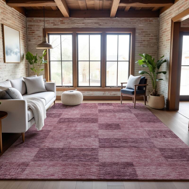 Premium Washable Super Soft Modern Checker Mayfield Rug - Blush - 5' x 7'6"