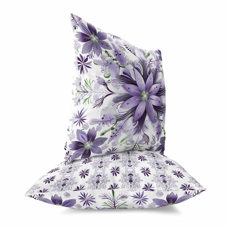 White And Purple Snowy Crest Indoor/Outdoor Throw Pillow Zipper