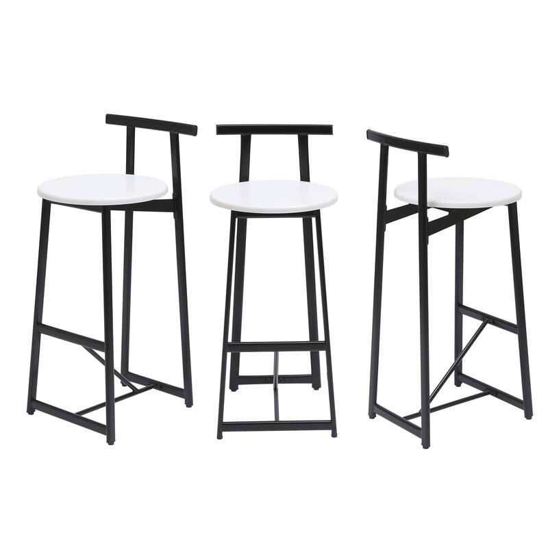 Bar Stools Kitchen Island Bar Chairs Set of 3 Metal Counter Barstools with Backrest for Dining Pub Room