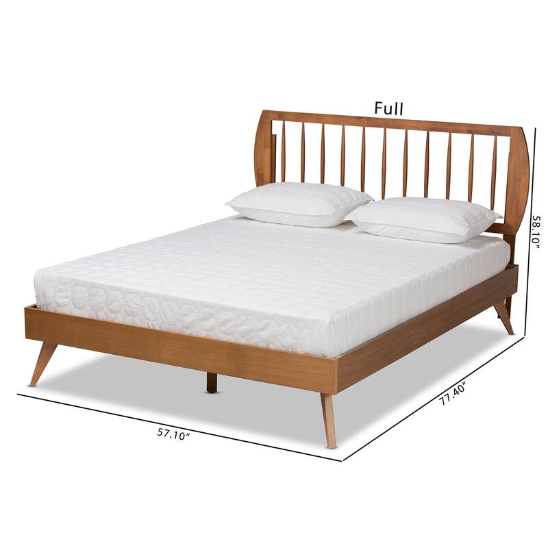 Emiko Modern and Walnut Brown Finished Wood Platform Bed