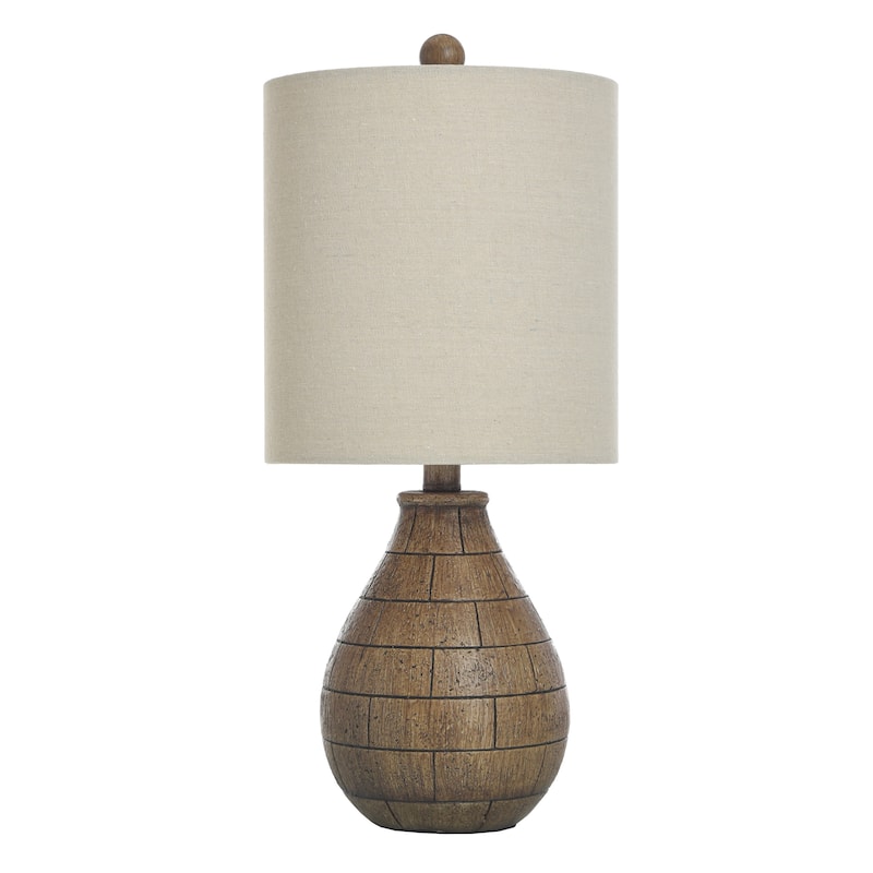 StyleCraft Brown Table Lamp - White Hardback Fabric Shade - Brown