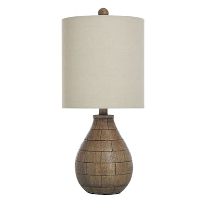 StyleCraft Brown Table Lamp - White Hardback Fabric Shade
