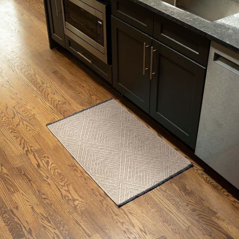 Alameda Solid Color Chevron Machine Washable Indoor Area Rug - 2' x 3' - Brown/Coffee