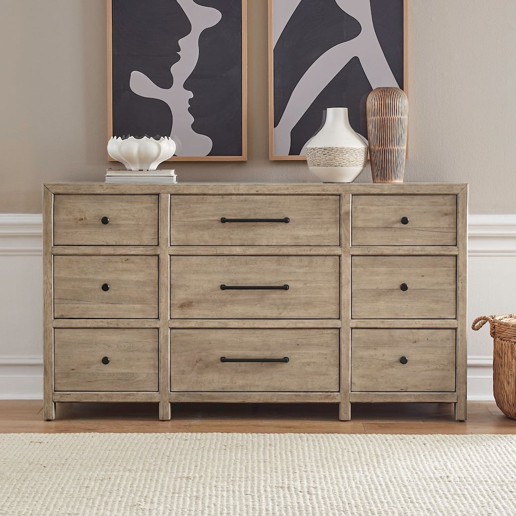 Liberty Furniture Proximity Place 9 Drawer Bedroom Dresser - Barley Buff Brown Birch Wood