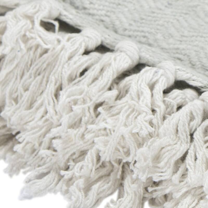 HomeRoots Light Gray Woven 100% Cotton Throw Blanket