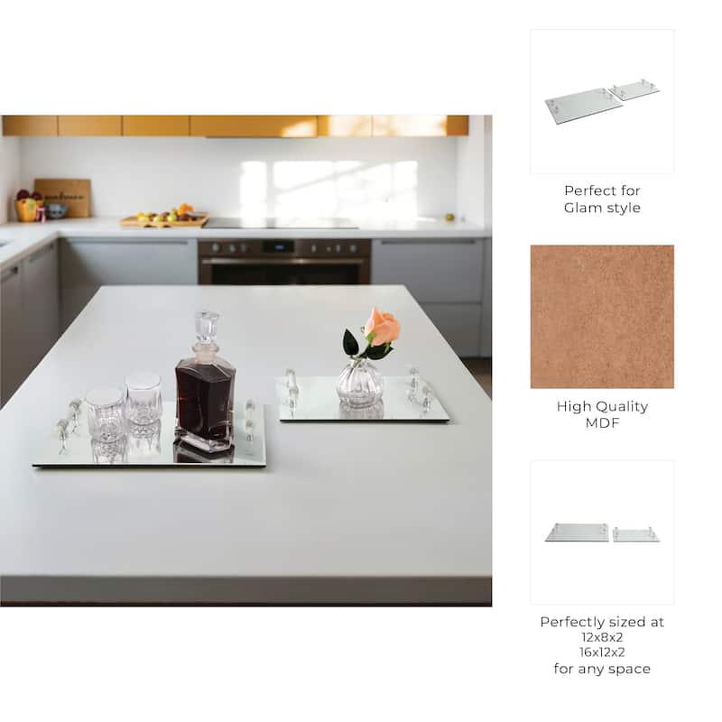 Decorative Pattern Glass Tray with Handles - Chic Home Decor - Accent Tray