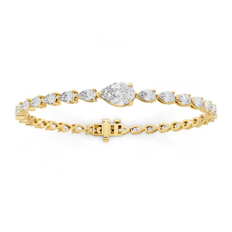 Auriya 14K Gold Pear-shaped Lab Grown Diamond Fashion Bracelet 5 2/5 ct. tw. (E-F VS) - Yellow