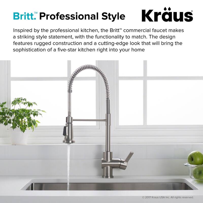 Kraus Britt 1.8 GPM Single Hole Pre-Rinse Pull Out Kitchen Faucet - - Spot Free Stainless Steel