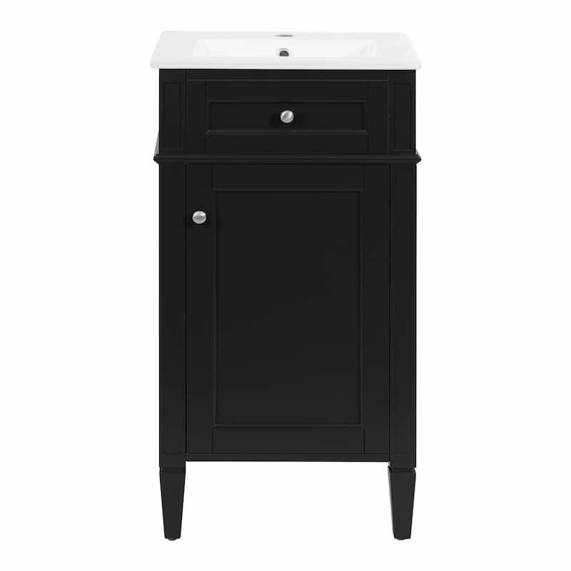 18" French Style Bathroom Vanity with Ceramic Sink, Freestanding Single Vanity Cabinet