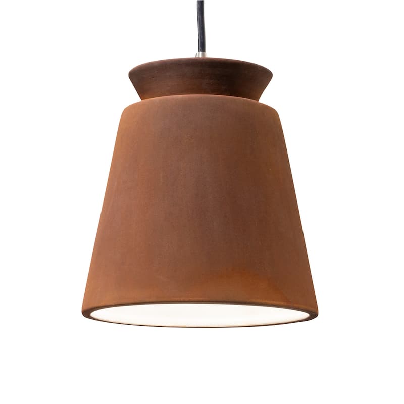 Justice Design Group Radiance Brushed Nickel Trapezoid Small Ceramic Pendant - LED - Real Rust