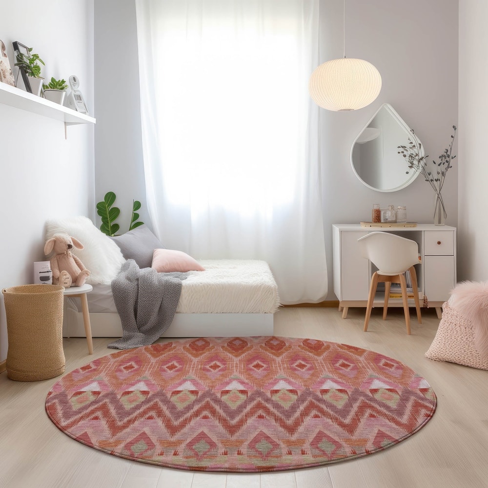 Machine Washable Indoor/ Outdoor Chantille Geometric Boho Rug