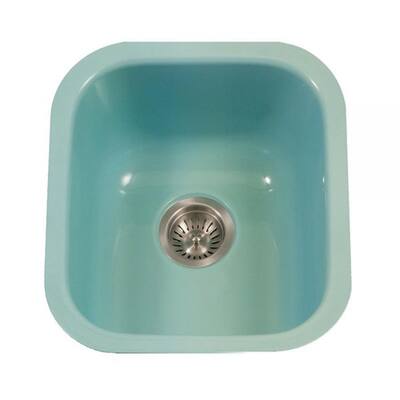 Houzer Porcela 17 inch Mint Porcelain Enamel Steel Undermount Bar Sink