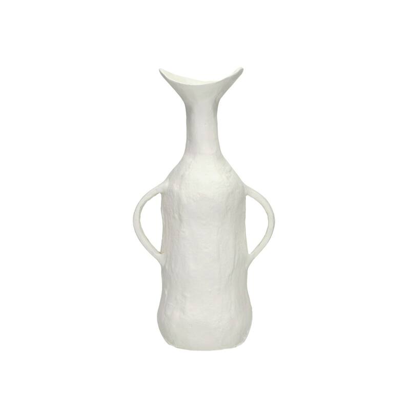 Matte Aluminum Jug Vase with 2 Handles - 10" - White