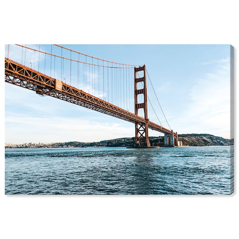 Wynwood Studio Canvas Cities and Skylines A Golden Gate View Blue and Modern & Contemporary Wall Art Canvas Print