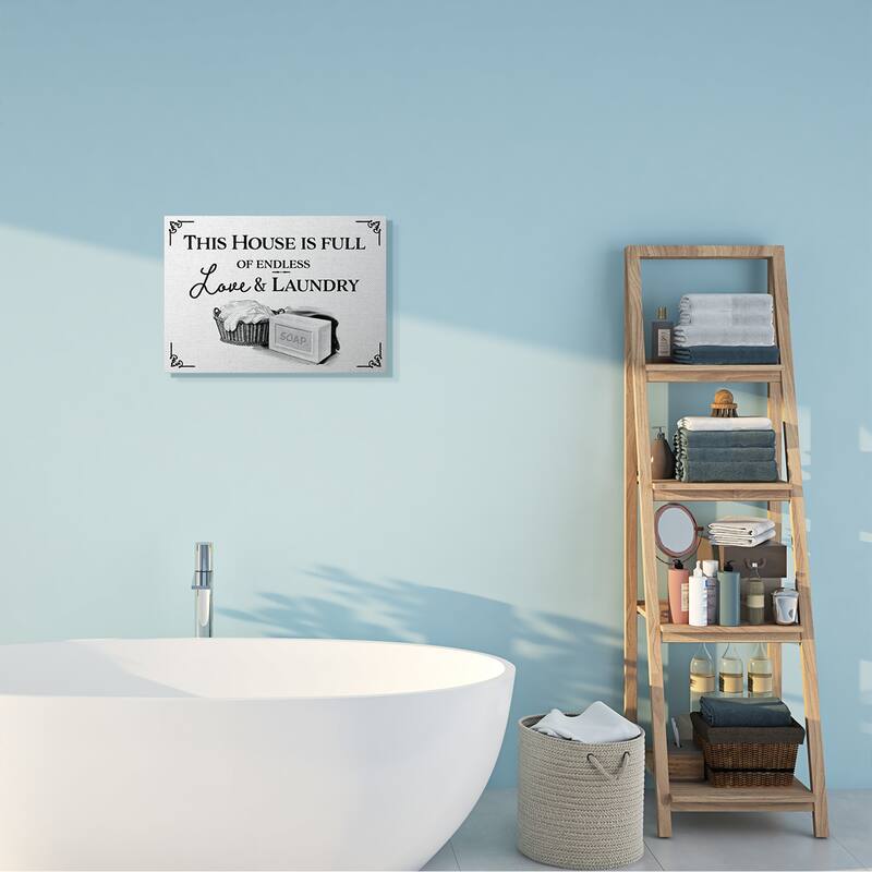 Stupell Endless Love And Laundry Bathroom Word Design Canvas Wall Art