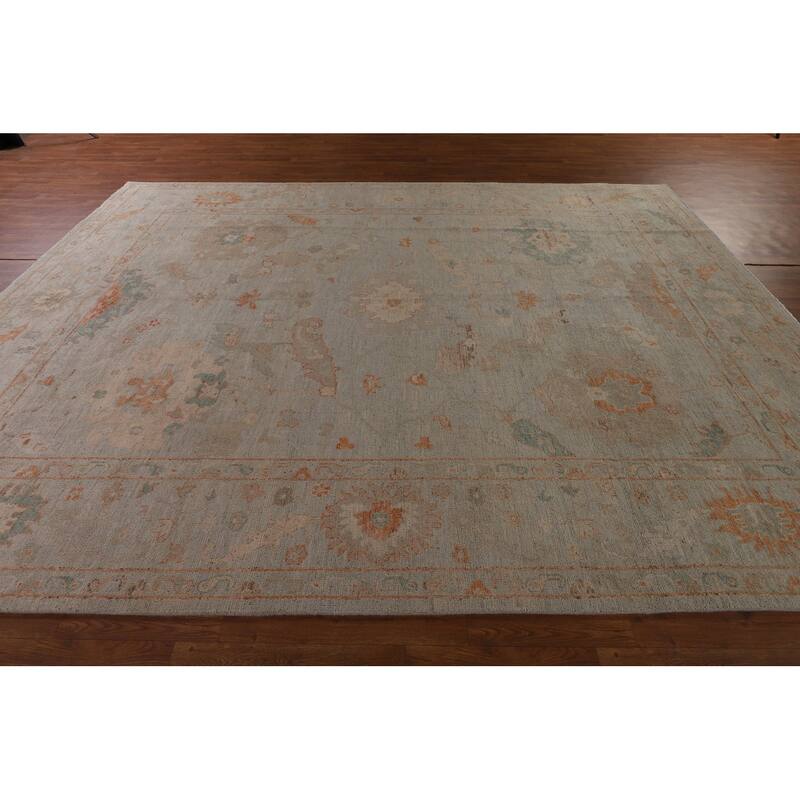 All-Over Vegetable Dye Oushak Turkish Area Rug Handmade Wool Carpet - 9'0" x 11'10"