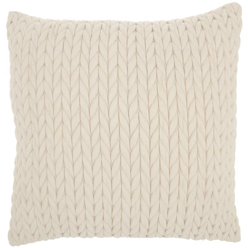 Chunky Braid Lumbar Pillow - 18" x 18" - Polyester - Ivory