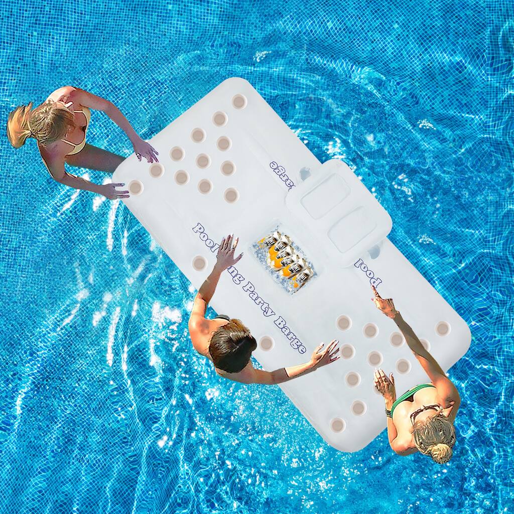 71"-Inflatable Floating Drink Holder with 28 Holes Large Capacity & Transparent Material, Drink Float - 71'' x 32'' x 4.7''