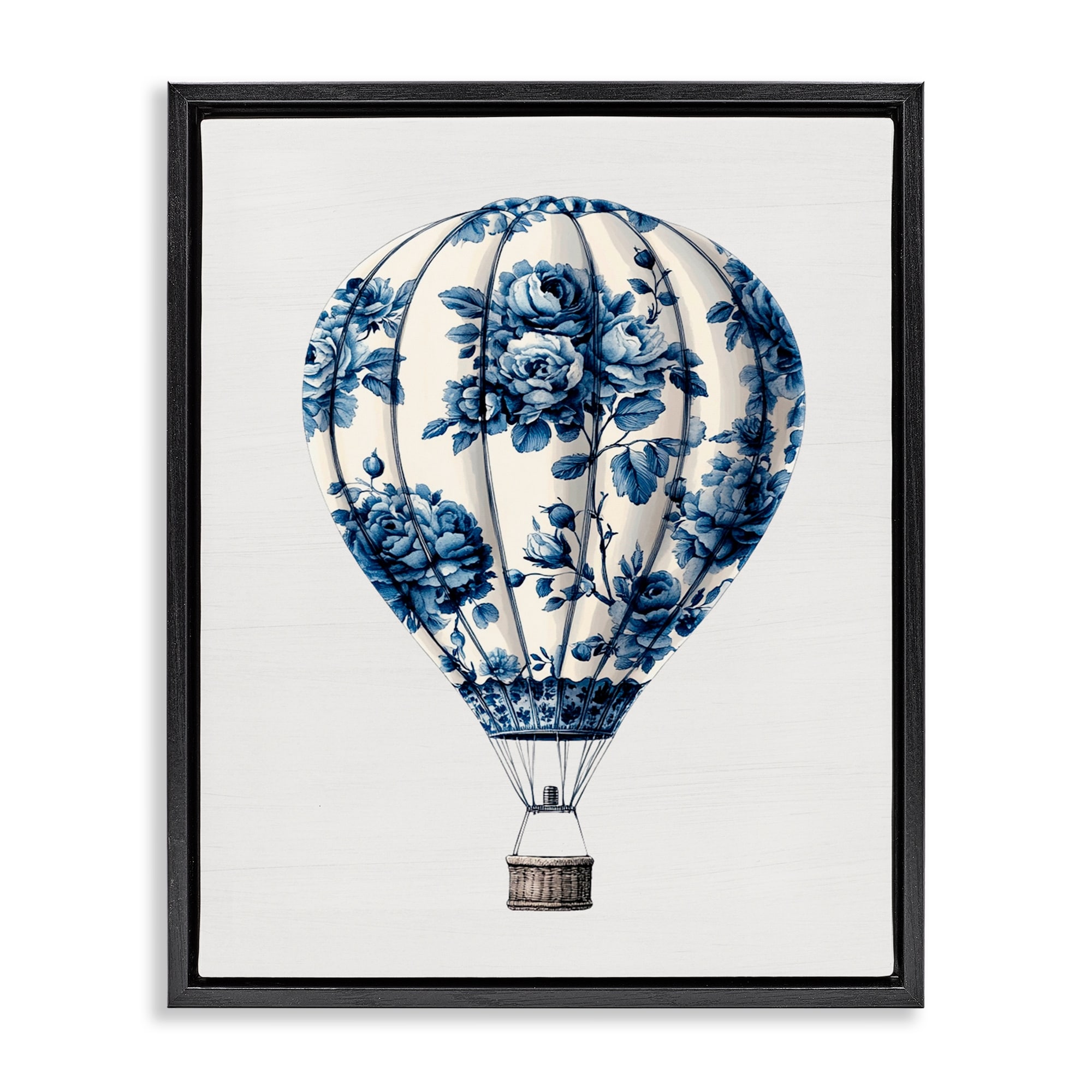 Stupell Vintage Toile Hot Air Balloon Framed Floater Canvas Wall Art Design By Lettered and Lined