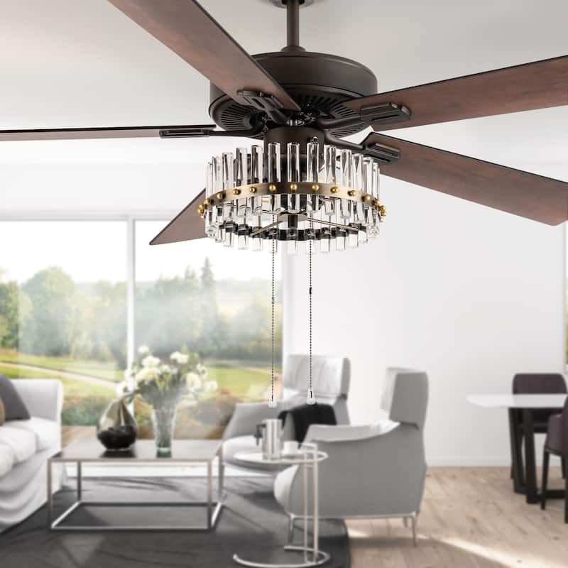 Carrie River of Goods Oil-Rubbed Bronze Metal 2-Light 52-Inch Ceiling Fan - 52" x 52" x 13.5"/18.5"