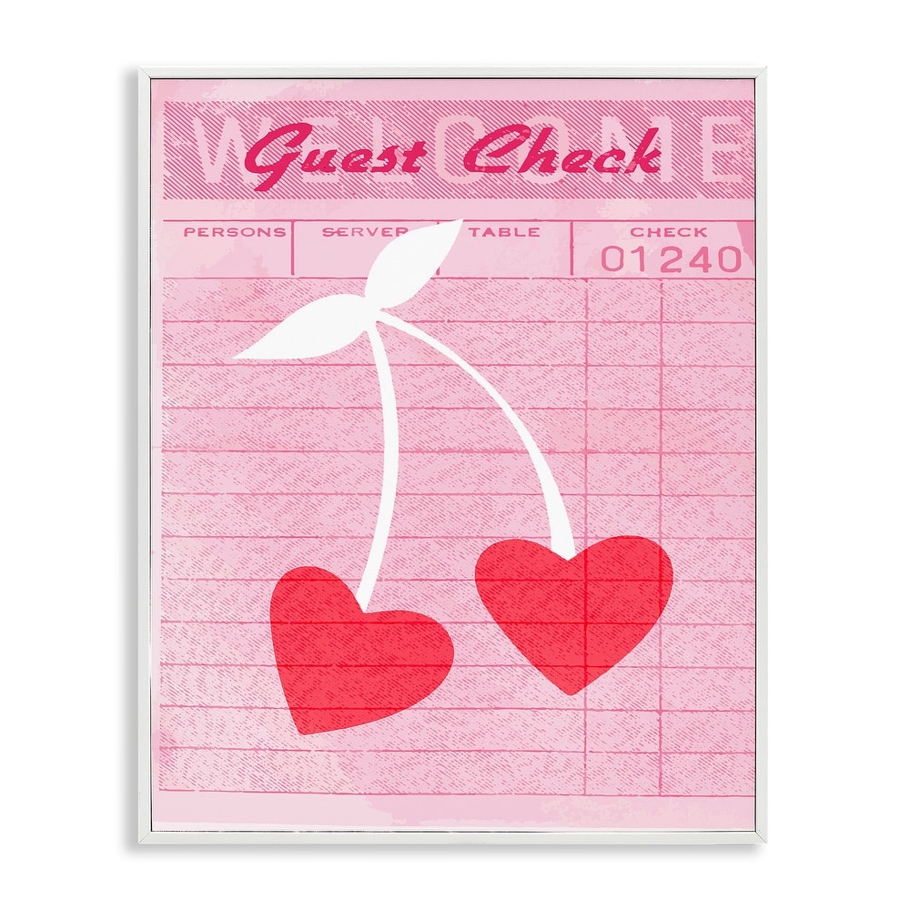 Stupell Cherries on Guest Check Framed Giclee Art Design By Lil' Rue