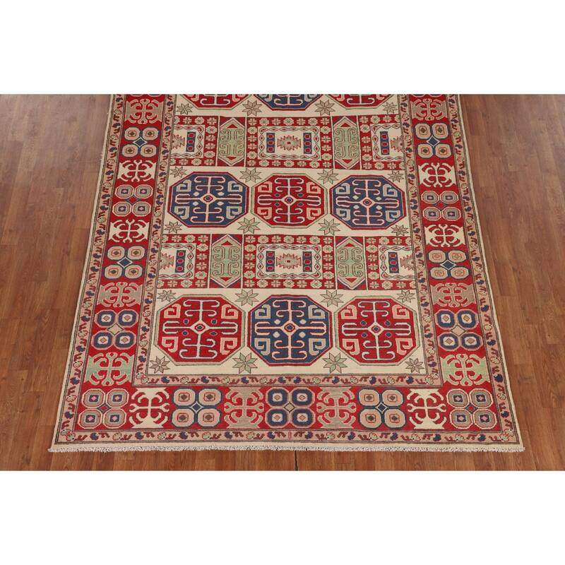 Traditional Oriental Kazak Area Rug Handmade Wool Carpet - 6'5" x 9'2"