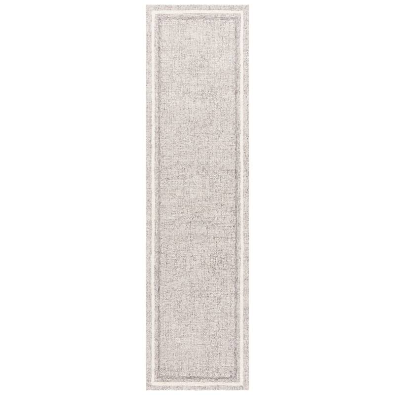 SAFAVIEH Handmade Ebony Mounia Modern & Contemporary Wool Rug - 2'3" x 9' Runner - Grey/Ivory