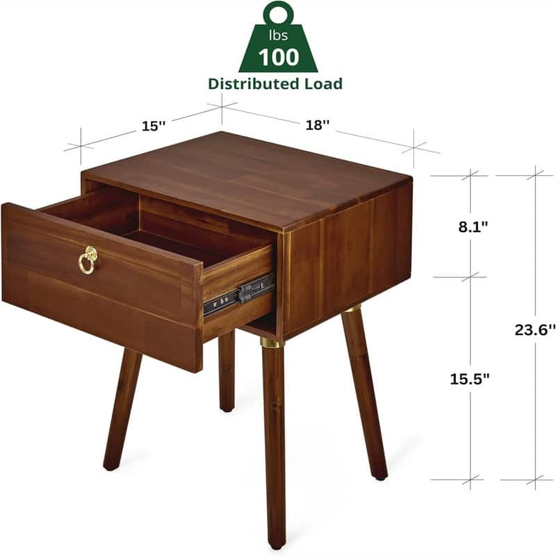 Alden Solid Wood Nightstand Side Table End Table