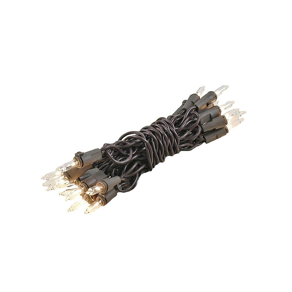 20 Light Christmas Craft Mini Light Set, Non-Connectable, Brown Wire, 8'